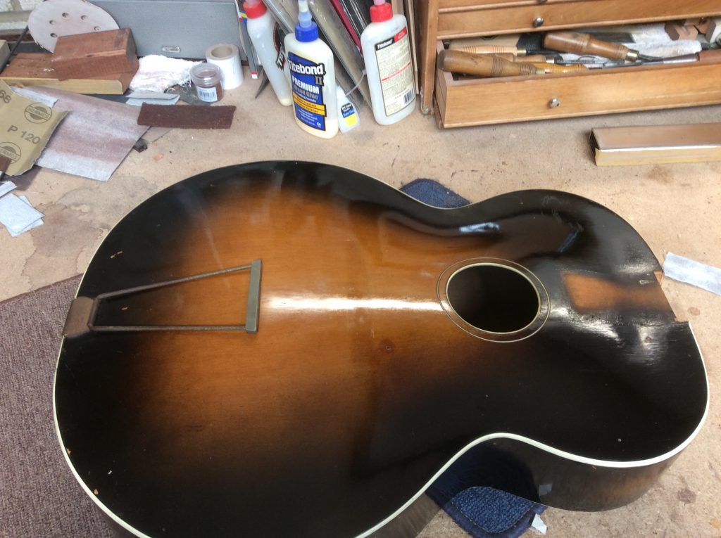 Freshly polished archtop guitar